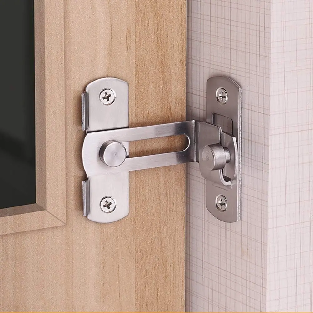 Stainless Steel 90  Buckle flip Latch Right Angle Door Latch Lock Lever Latch Heavy Duty Safety Door Lock, Brushed Nickel