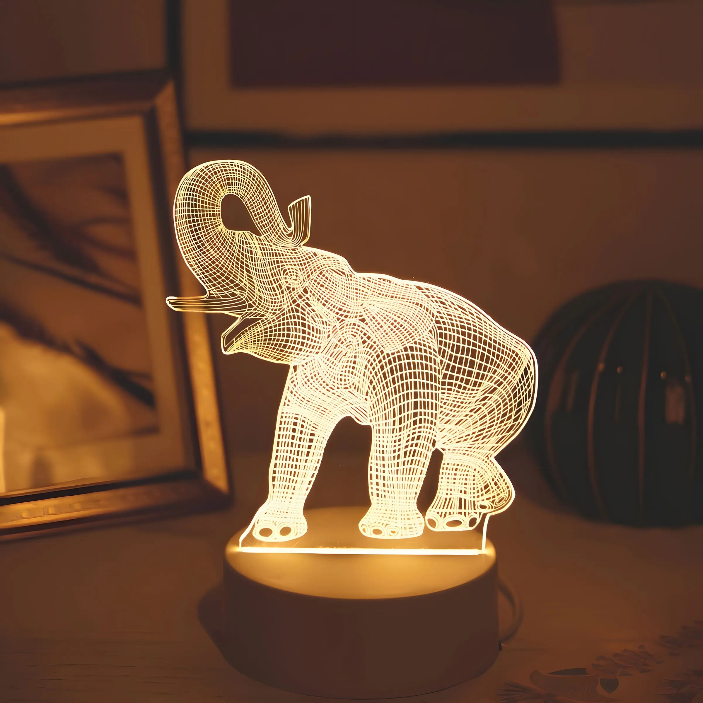 USB Glow Elephant Creative Night Light, Cute Elephant Home Decor, Desktop Decoration, Living Room Room Decor, Birthday Gift, Holiday Gift, Animal Night Light