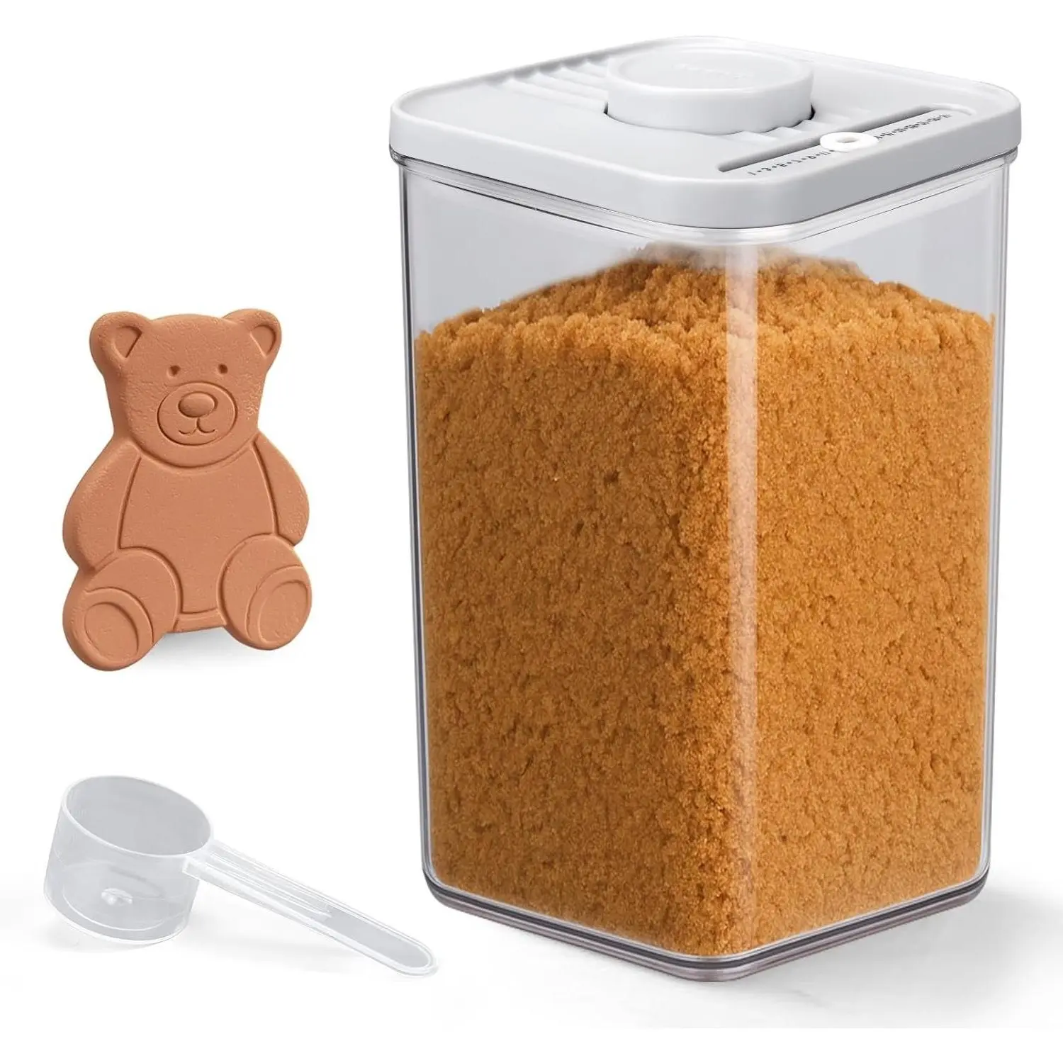 Airtight Brown Sugar Keeper 2.8Qt/2.6L with Scoop and Saver - Moisture-Proof Kitchen & Pantry Container for Flour, Baking Supplies, Coffee with Locking LidGift