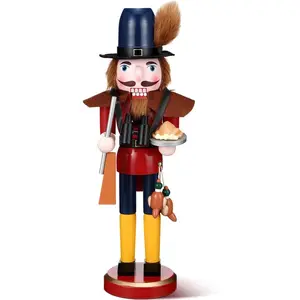 15 Inch Fall Thanksgiving Wooden Nutcracker Figures Decor Autumn Festive Collectible Harvest Gift for Home Table Fireplace Decoration