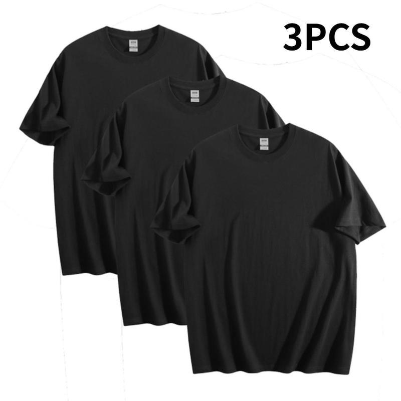 3PCS Comfortable Women's Shirt Short-sleeved round-neck comfortable pure cotton men's shirt Combination of solid colors and contrasting colors - a versatile shirt for both men and women