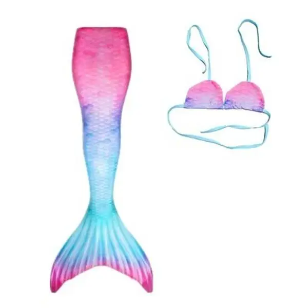 MD Girls Mermaid Swimsuit Set, Princess Bikini Swimwear with Mermaid Tail Skirt, Children Beach Swimming Performance Costume, Swimwear Sets, Swimsuit Tie Bathing, Toddler Swimsuit