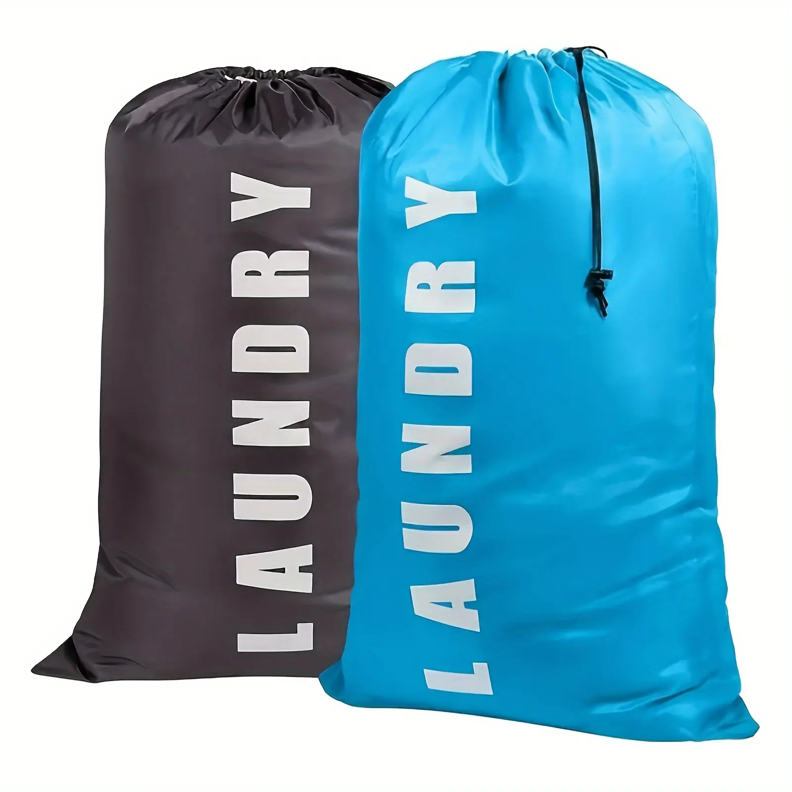 1-Piece Large Oxford Cloth Laundry Drawstring Clothing Storage Bag - Universal Size Foldable Portable Home & Outdoor Travel Organizer, Gray or Blue, Ideal for Valentines Day