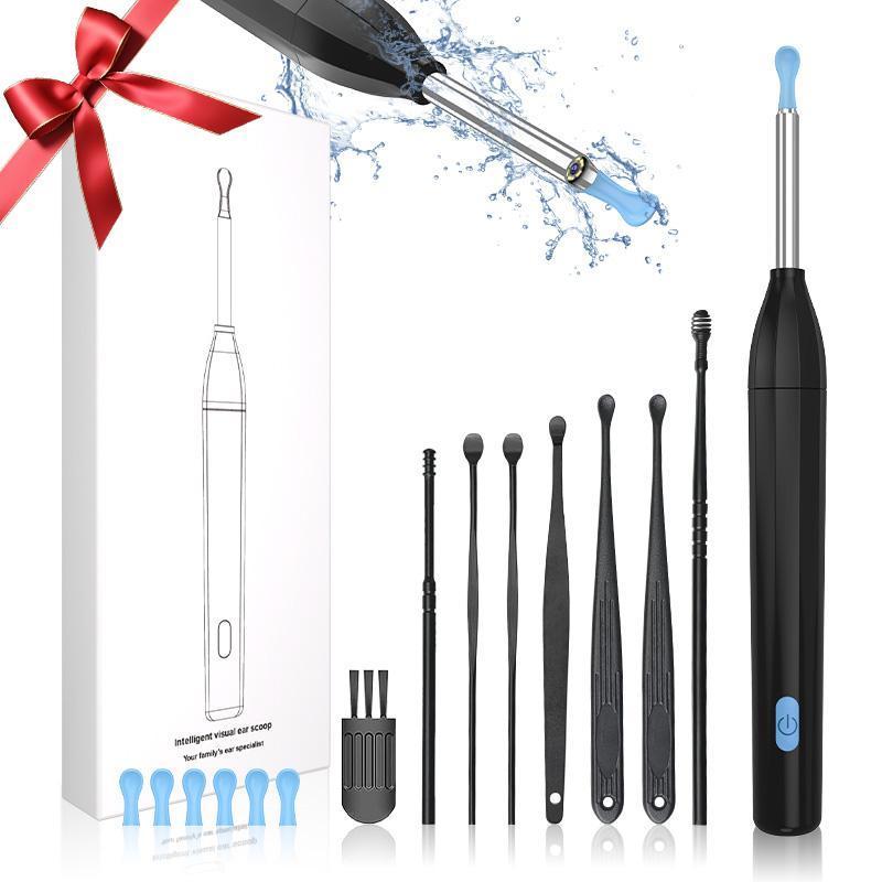 8-Piece Ear Cleaning Kit with HD Wireless Otoscope, Waterproof Camera, USB Charger, Compatible with iOS & Android, Travel-Friendly