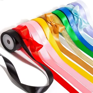 5/8'' Satin Rainbow Ribbons for Crafts and Flower Bouquet, Double  Silk Hair Ribbon for Girls, 12x5 Yads Colorful Red  Blue  White Black Green  Yellow Ribbon Pack for  Wrap Bows