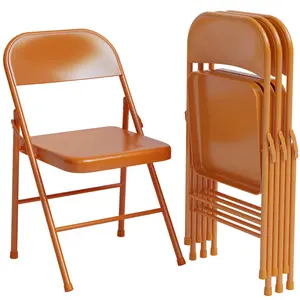 [ chairs only ] Portable Folding Chairs Set of 2/4, Orange Metal, Holds Up to 350 lbs, for Dining Room, Living Room, Office, Indoor/Outdoor Events