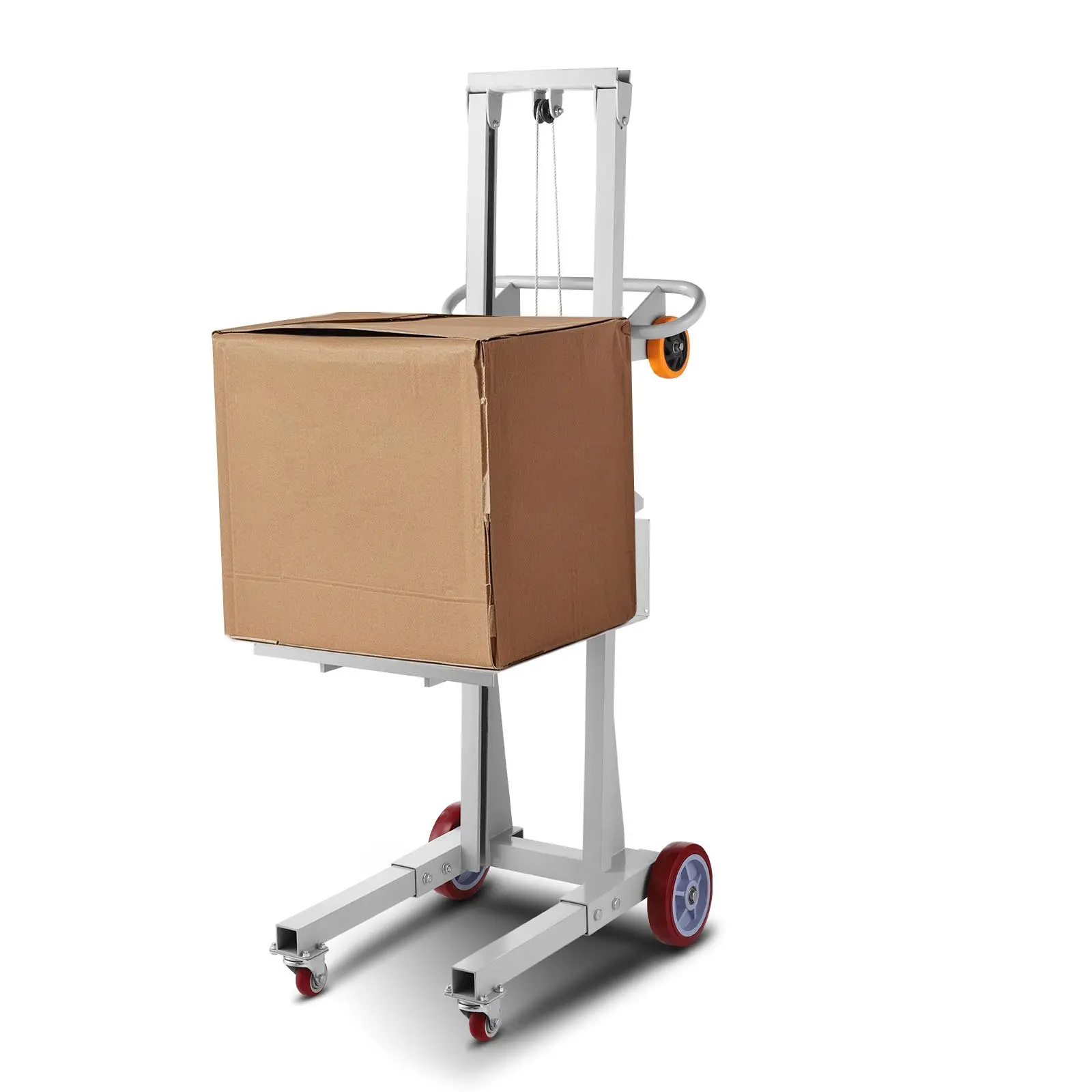 【DealsForYouDays】VEVOR Material Lift Winch Stacker, 400 lbs Capacity Pallet Truck Dolly, 51.1 in Max Lifting Height Manual Winch Stacker, Multifunctional Manual Pallet Truck Stacker with Wheels and Adjustable Plate