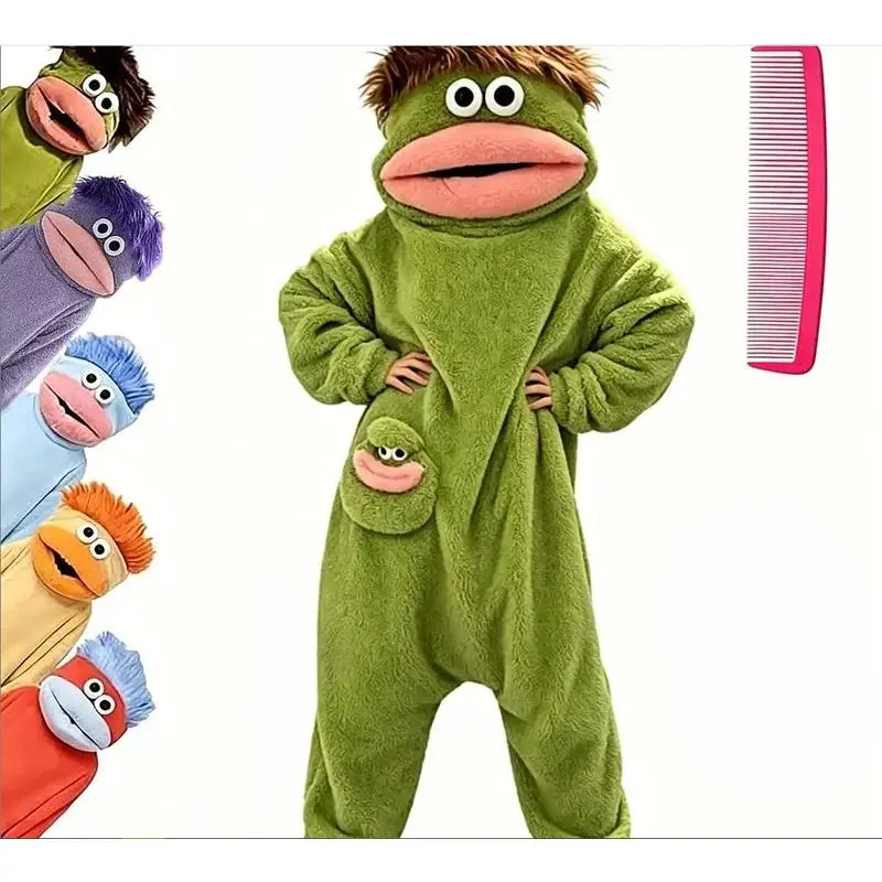 Funny Monster Onesie Costume Big Mouth Animal Pajamas Plush Jumpsuit Kawaii Kigurumi Sleepwear for Adults and Kids