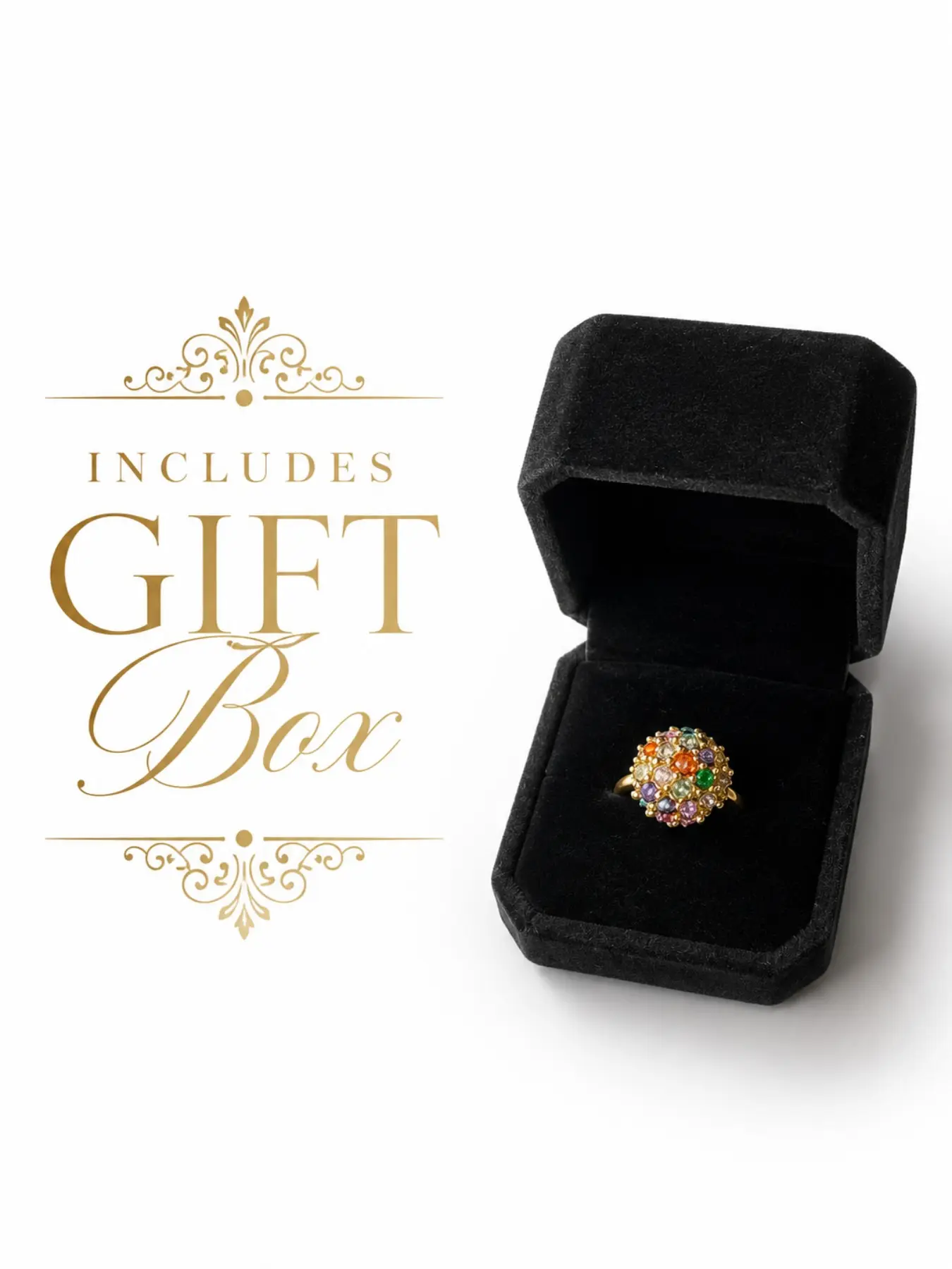 Colorful Crystal Cluster Open Ring for Women, Adjustable Rainbow Water Diamond, Fashion Jewelry, Perfect Anniversary Gift