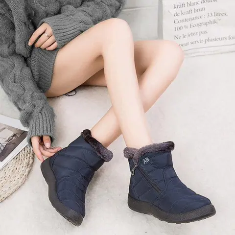Women's Luxury Fur-Lined Waterproof Ankle Booties - Insulated, Slip-Resistant, Shock-Resistant Rubber Sole, Minimalist Fashion Casual Synthetic Walking Shoes for Outdoors, Party (US10/EU42) - Shoes for Women, Waterproof Footwear