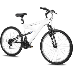 Mountain Bike, 26 27.5 inch Outdoor Hybrid Bikes,18-Speed/High-Carbon Steel/Dual Full Suspension, Adjustable Ergonomic Seat for Men Women Adult, MTB Bicycle with Suspension Fork,Sleek Colors