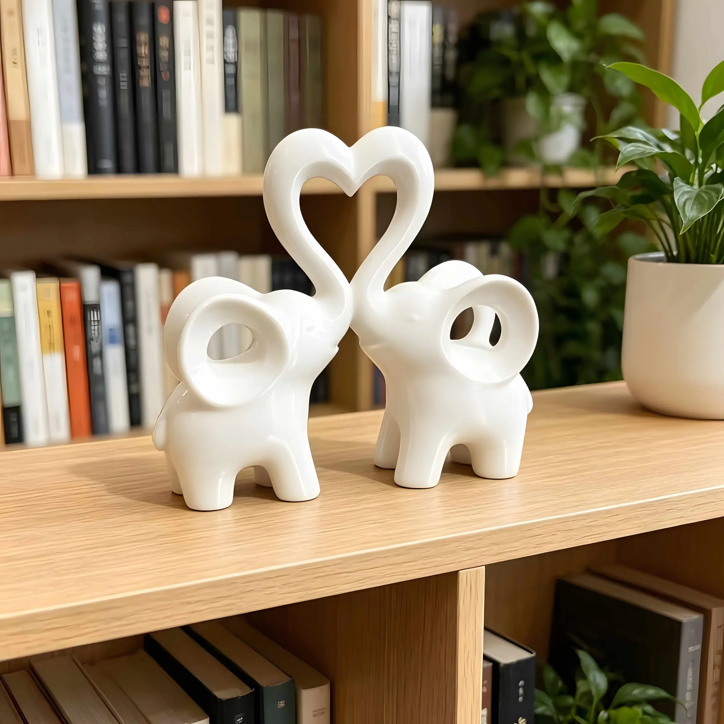 3D Printed Heart Elephant Ornament, Couple Desktop Decor, Creative Wedding Gift, Valentine's Day, Anniversary, Bridal Party Souvenir