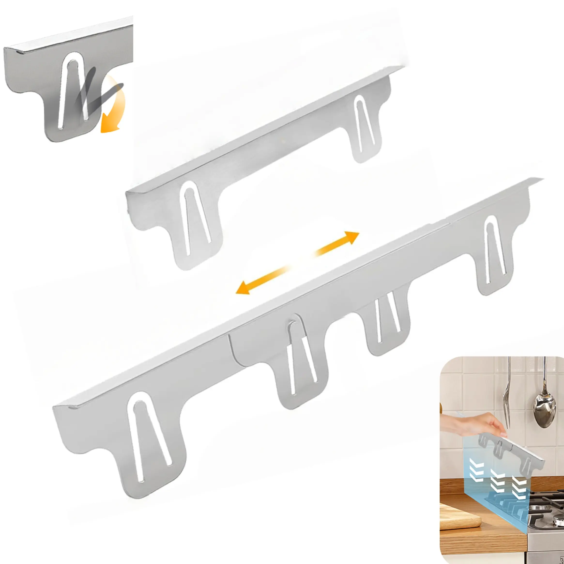 Adjustable Stainless Steel Hob Gap Covers, Cooker Gap Cover, Kitchen Stove Gap Cover, Kitchen Counter Accessory, Adjustable 13.8–27.5 Inch, Heat Resistant Kitchen Gap Filler for Stove and Counter, Between Cooker and Worktop, Gap Strip (2 Pack / 4 Pack)