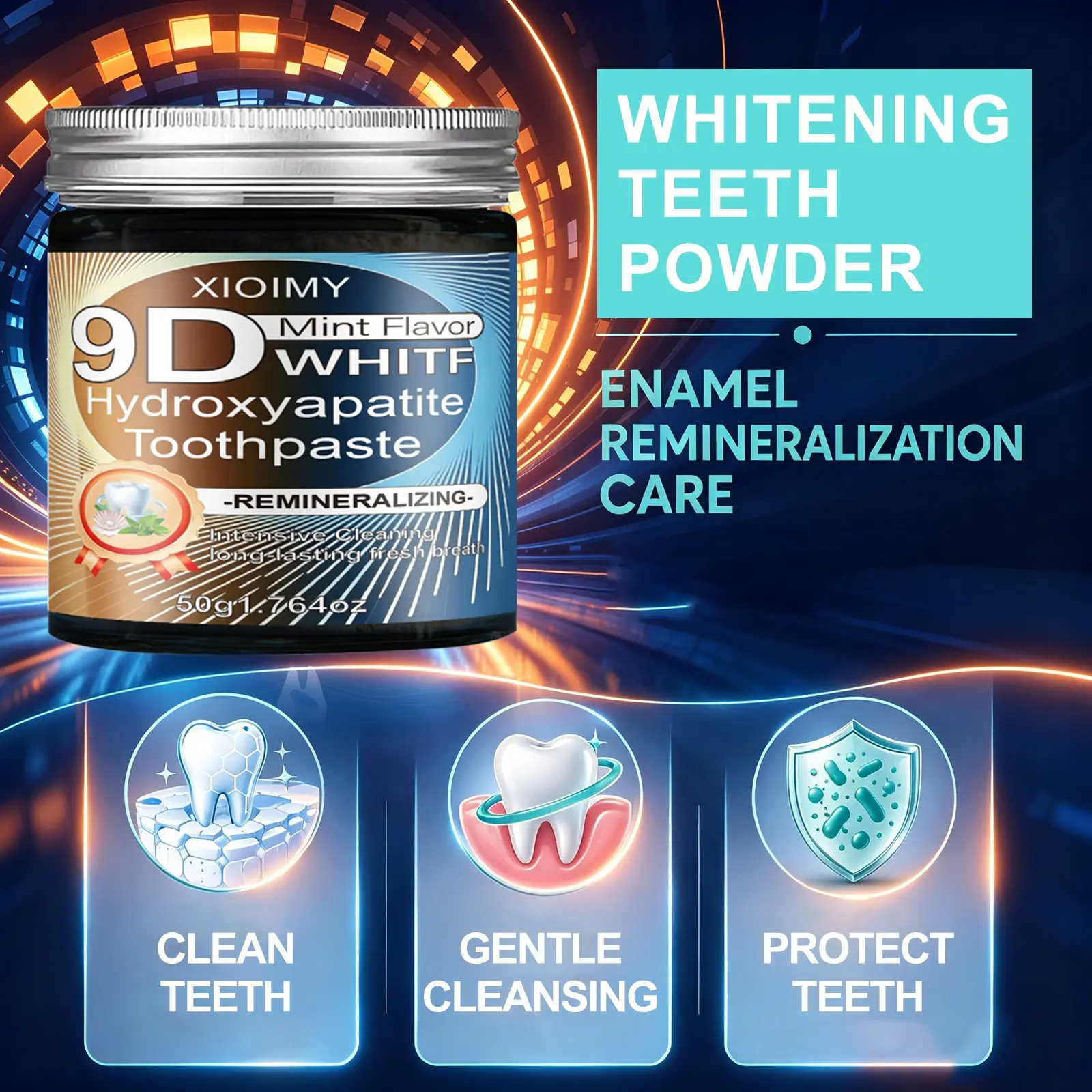 50g Hydroxyapatite Mint Remineralizing Tooth Powder, Deep Cleaning, Teeth Whitening, Fresh Breath, Oral Health, Ideal Gift, Mouth Freshener, Daily Use