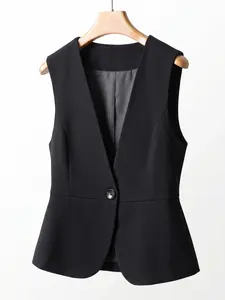High-Quality 2026 Spring/summer New Top, Elegant Slim Fit Vest, Waist-Cinch Sleeveless Short Jacket, One-Buckle Outerwear