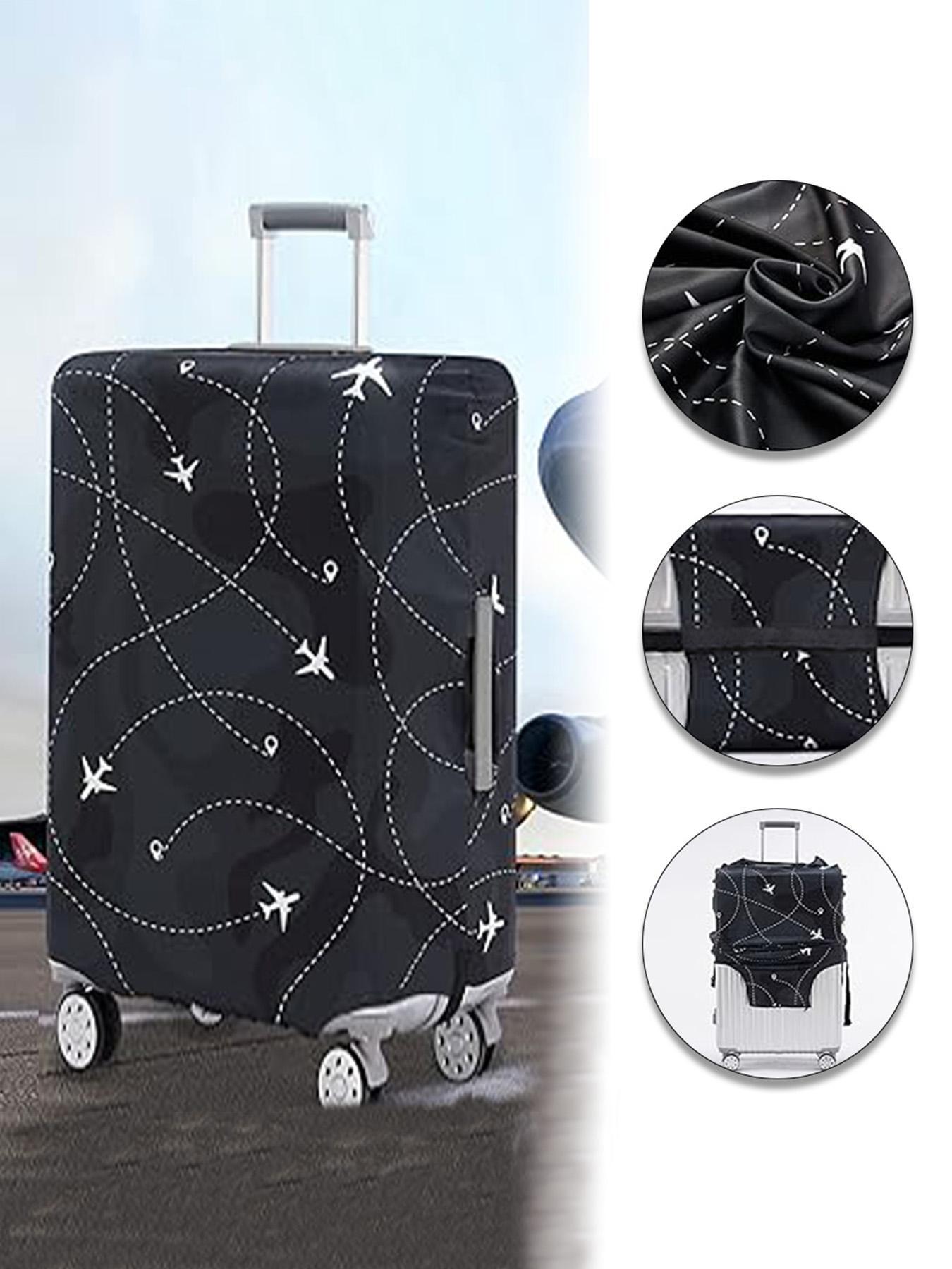 Floral & Letter Pattern Luggage Cover, Stretch Luggage Protector, Baggage Dust Case Cover, Travel Organizer for 18-32 Inch Suitcase
