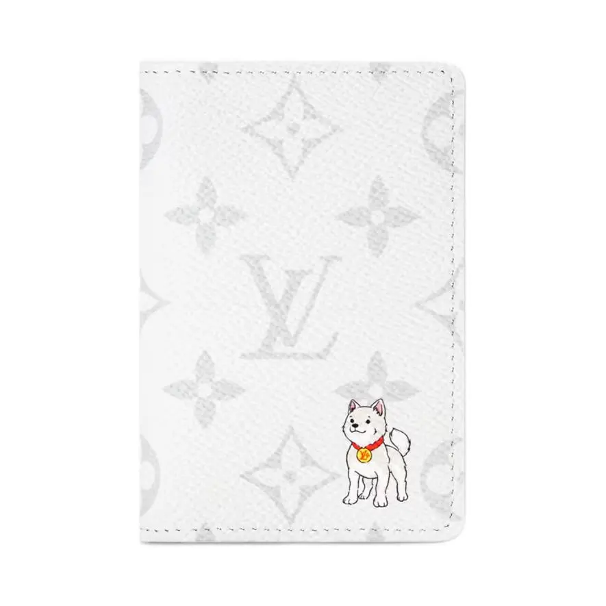 Men's Louis Vuitton Jeju Dog Monogram Coated Canvas Logo Wallet, White, Logo Men's Wallets