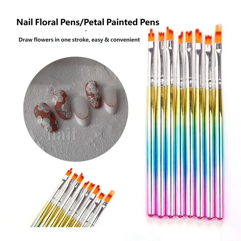 5/8pcs Nail Art Brush Set Including Floral Brushes, Shaped Brushes, Zigzag Brushes, Petal Brushes, And Nail Painting Tools Nail Tool Kit