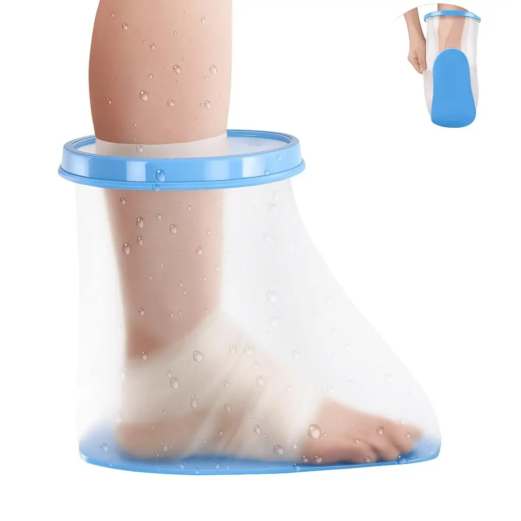 Waterproof Foot Cast Cover for Shower Adult Shower Boots for Foot after surgery with Non-Slip Bottom Cast Protector for Surgery Bandage Dressing Wound [2026 Reusable]Gift
