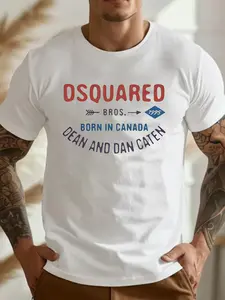 Men's Short Sleeve T-Shirt Dsquared Letter Print, Casual Slim-Fit Long Top, All-Seasons Plain Surface, Daily Wear Fashion