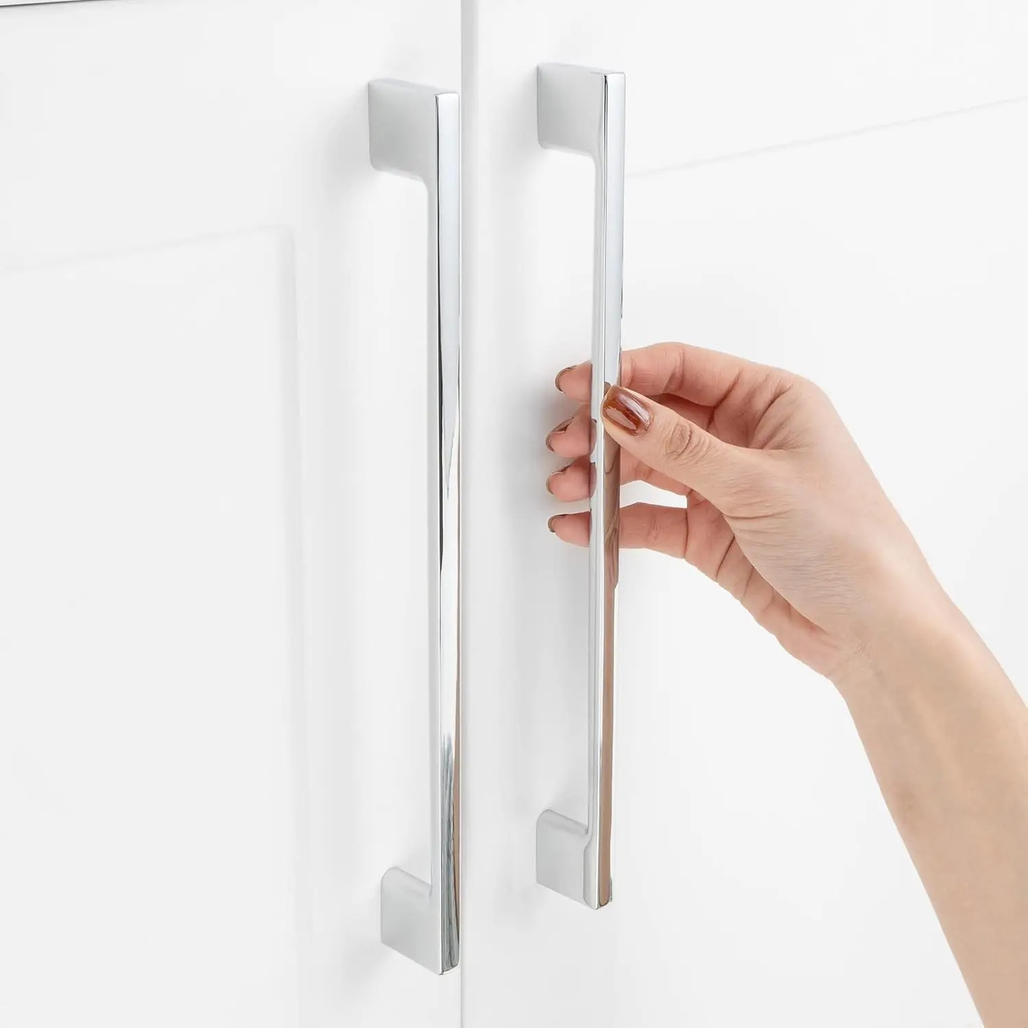 8-13/16 in Polished Chrome Cabinet Pulls Square Handles 1 Pack P2205 | Solid, Easy Install, Comfortable Grip, Screws Included, Kitchen Cabinet Hardware for Drawer Dresser Bathroom  Cupboard
