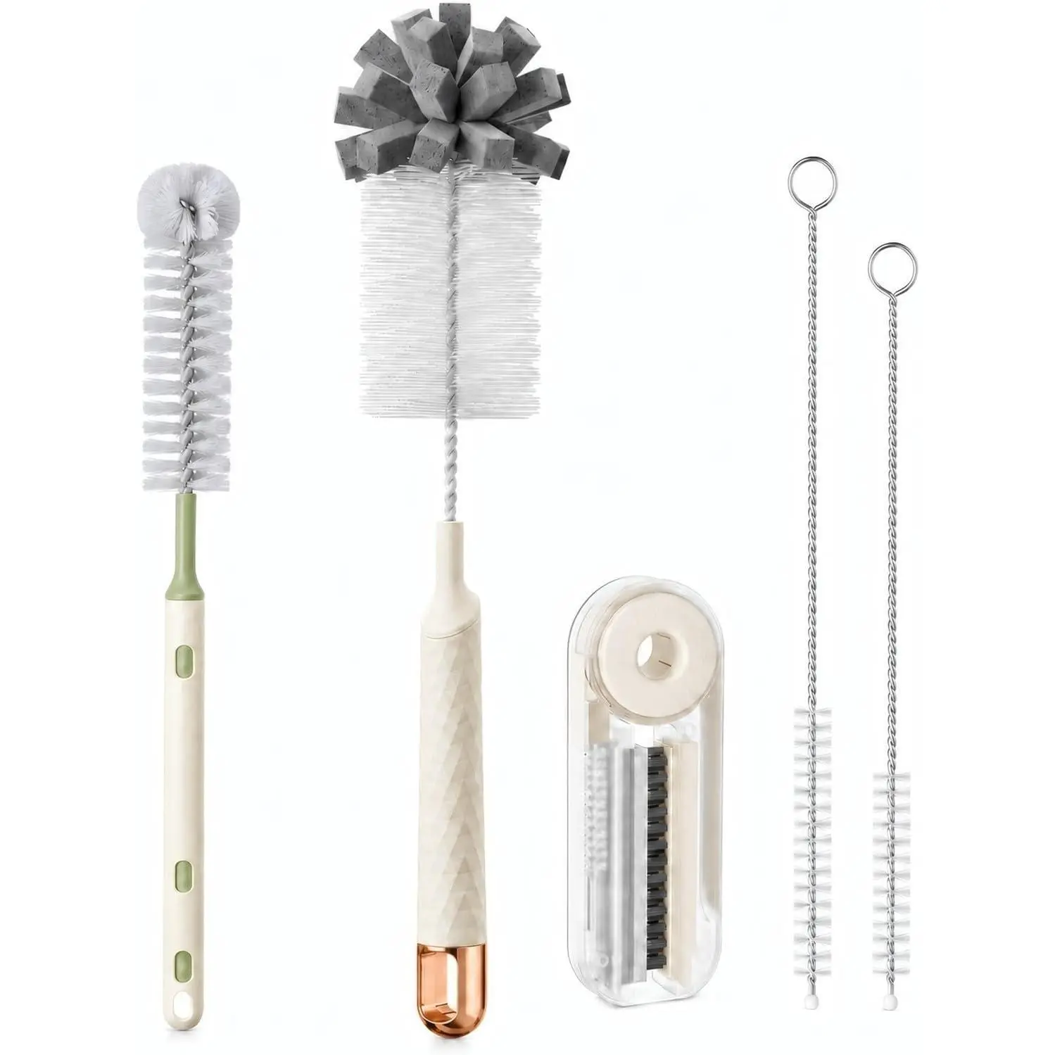 Water Bottle Cleaning Brush Set, 5-in-1 Bottle Brush Kit with Sponge Brush, Telescopic Brush, 4-in-1 Lid Cleaner & Straw Brushes for , , ,  Tumblers
