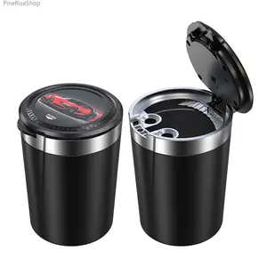 Multifunctional One Touch Open Car Ashtray With LED Light Lid Portable Creative Vehicle Accessory for Driving Outdoor Use