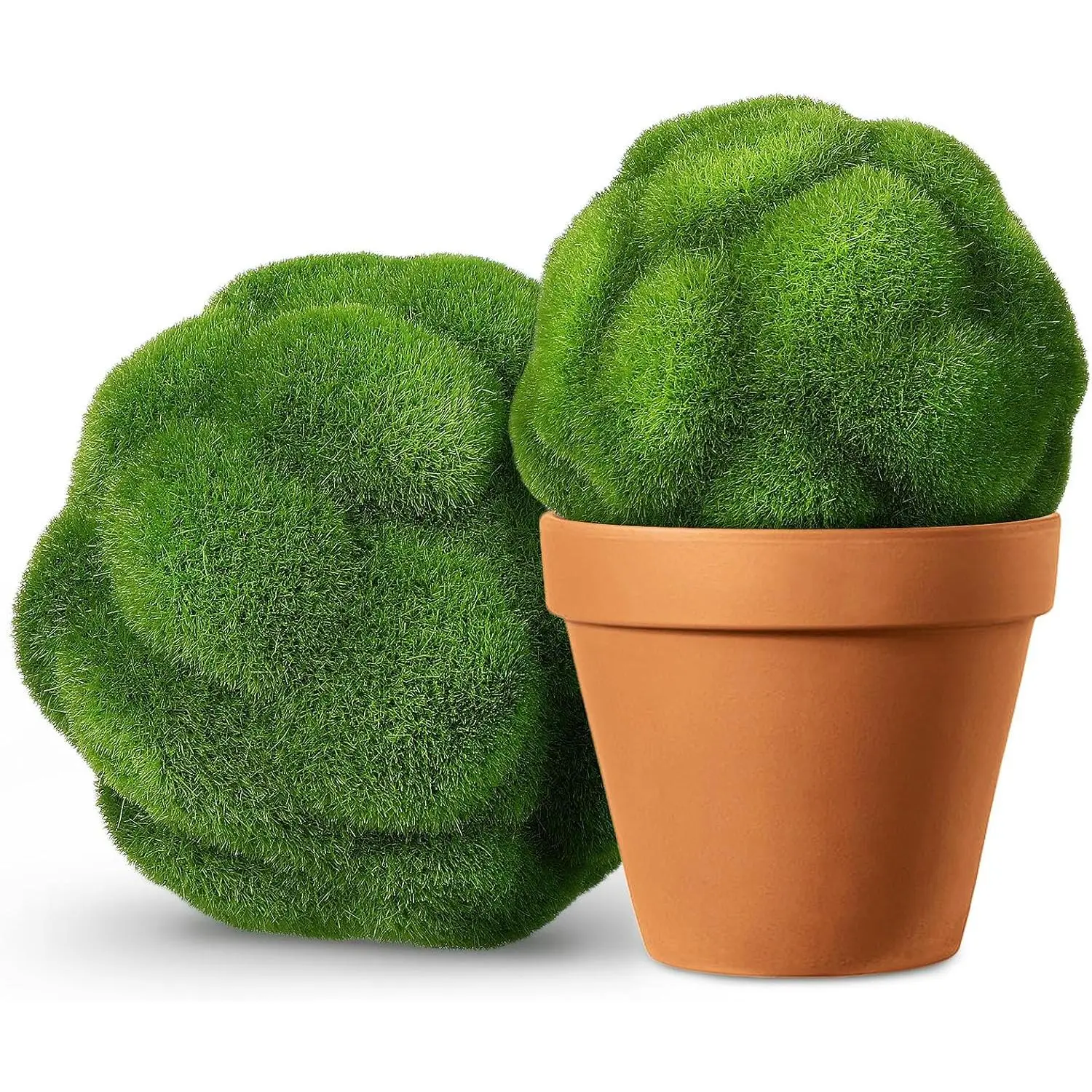 Artificial Moss Decorative Balls, 2 count 4.72inch Faux Mossy Green Balls for Vase Bowl Fillers Realistic  Moss Sphere Table Centerpiece Decor for  Wedding Party