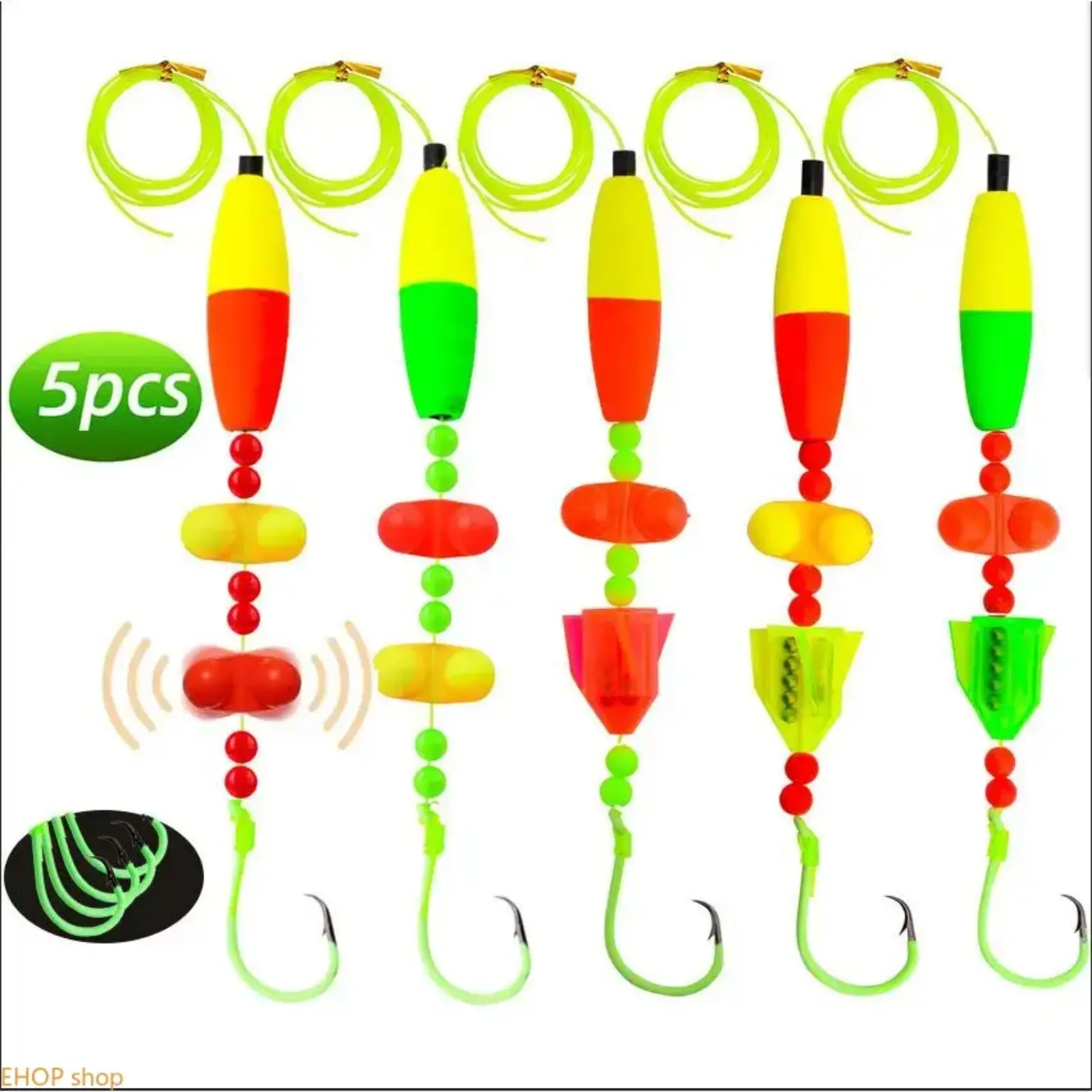 Santee Cooper Style Catfish Rig with Rattle Peg Floats, Equipped with 6/0, 8/0, 10/0 Circle Hooks, Professional Catfish Tackle for Lake, River and Bank Fishing