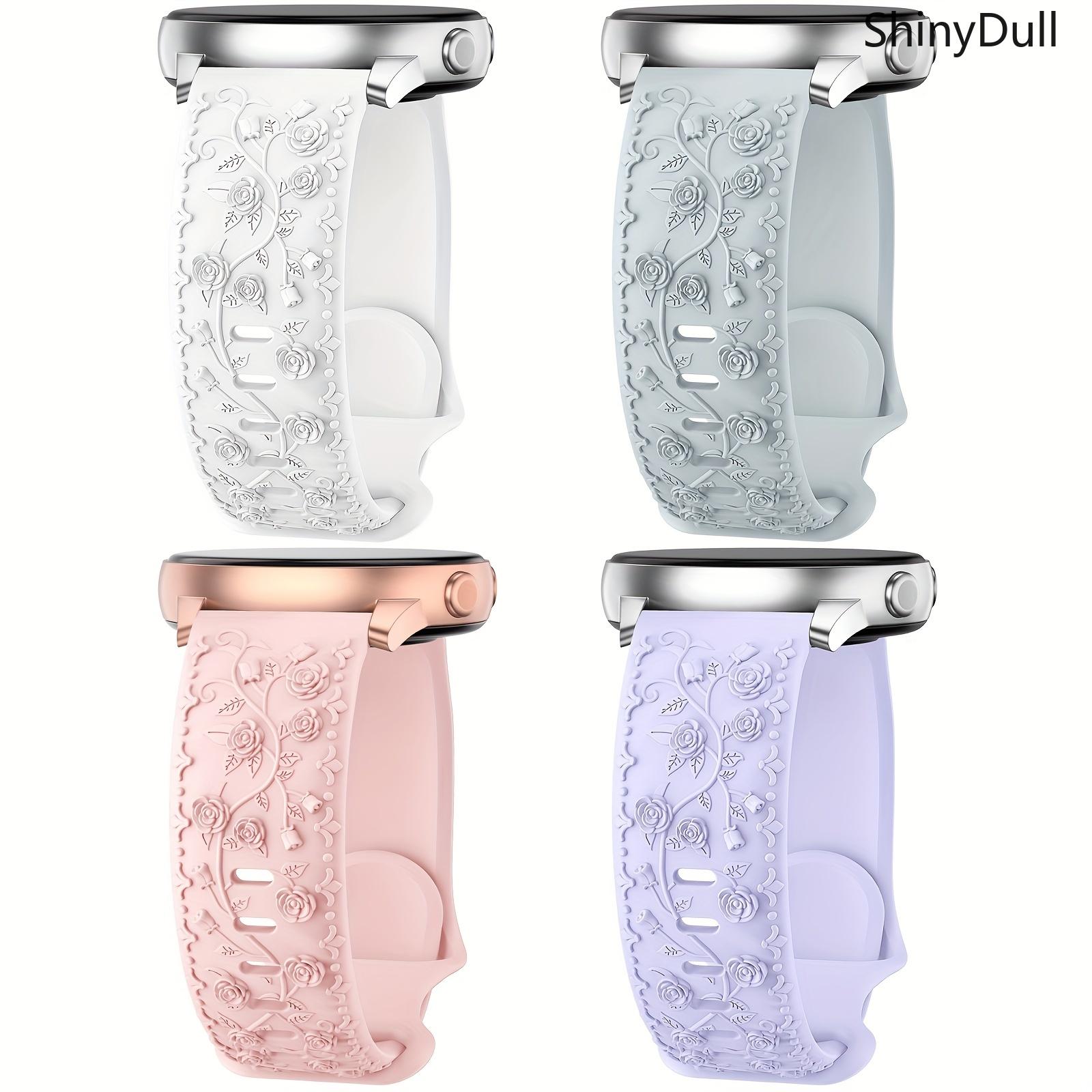 4-Pack Floral Engraved Watch Bands Apple Watch Bands – Sport Strap 38–49mm (Series 1–11, SE, Ultra / Ultra 2)Comfortable & Stylish for Women