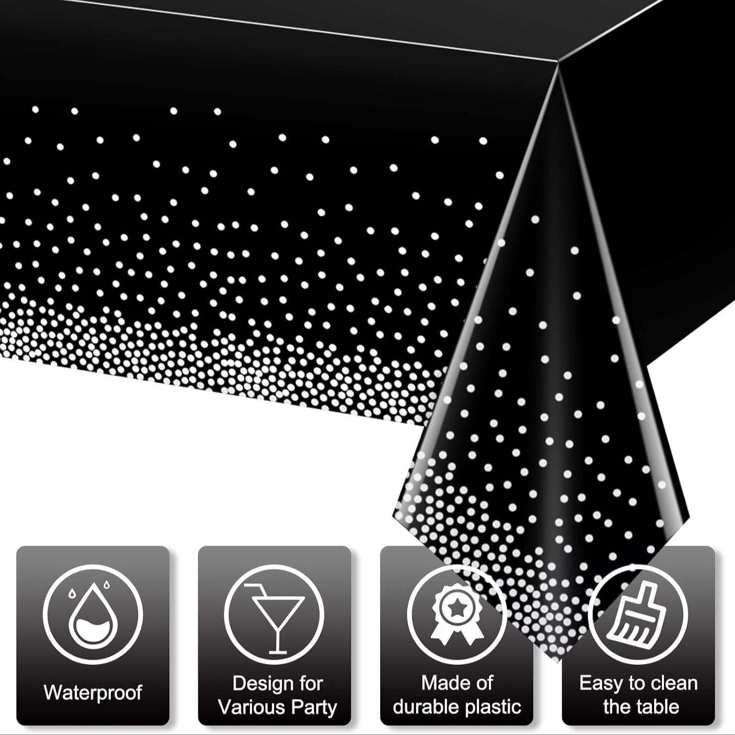 Dot Pattern Table Cover, 4 Counts/set Disposable Rectangular Tablecloth, Table Decoration Supplies for Party, Wedding, Birthday, Graduation