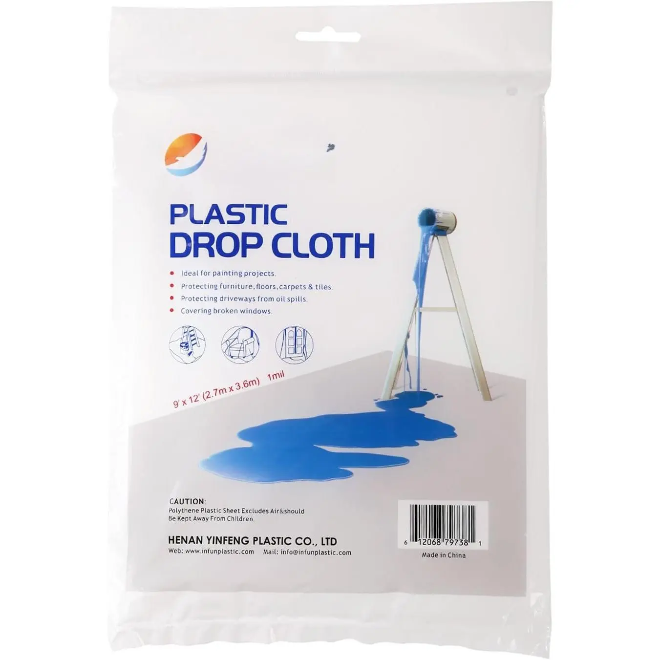 Drop Cloth and Plastic Sheeting, Household Vacuum Cover (1 mil, 9FT x 12FT)