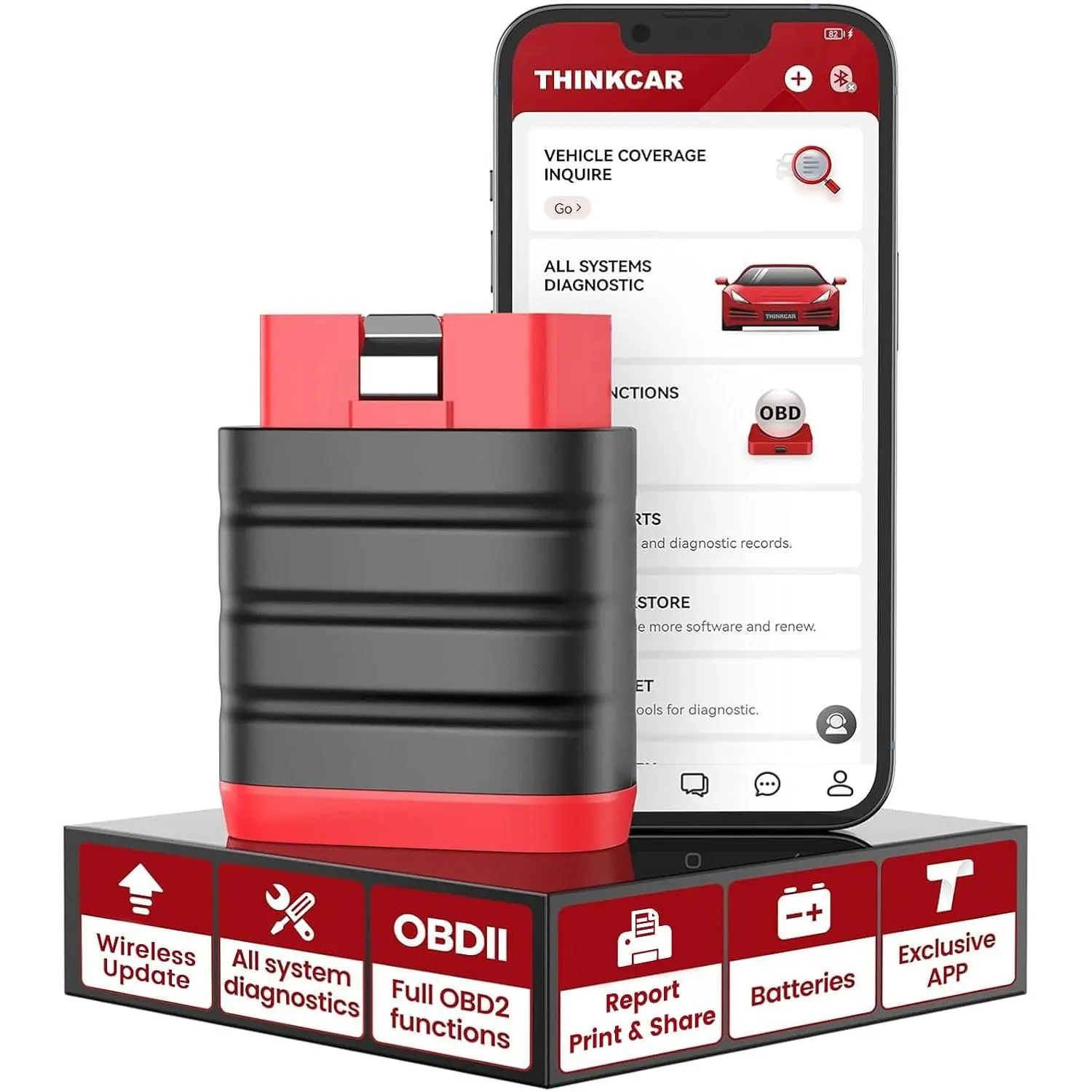 THINCAR Thinkdiag Mini  OBD2 Scanner Diagnostic Tool, OE Full-System  Scanner for iOS & Android, Check Engine Light Fault Code Reader & Scan Tool for  1996 & Newer , Free Update