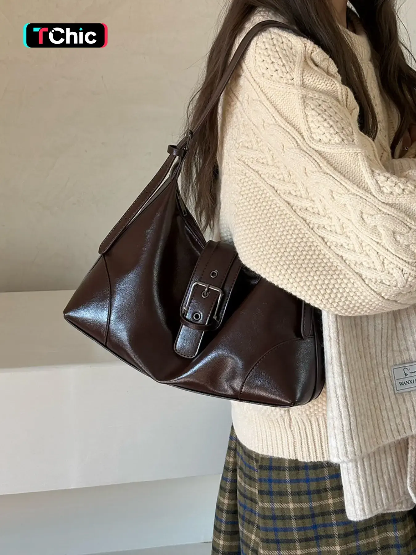 Vintage Casual Versatile Commuter Crossbody Bag, Soft Leather Women's Handbag, Shoulder Strap Tote Bag, Unique Style Accessory, Everyday Bag