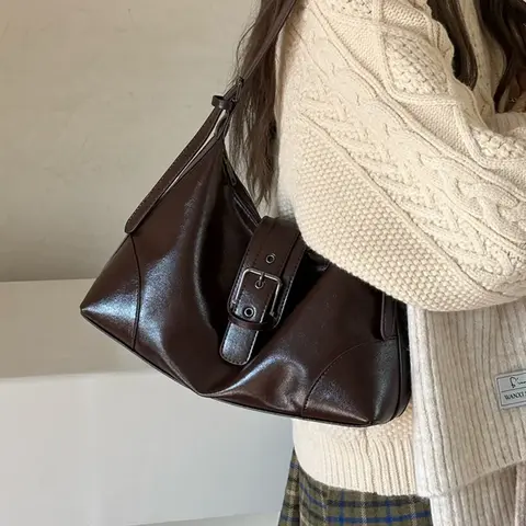 Vintage Casual Versatile Commuter Pu Leather Crossbody Bag, Soft Leather Women's Handbag, Shoulder Strap Tote Bag, Unique Style Accessory