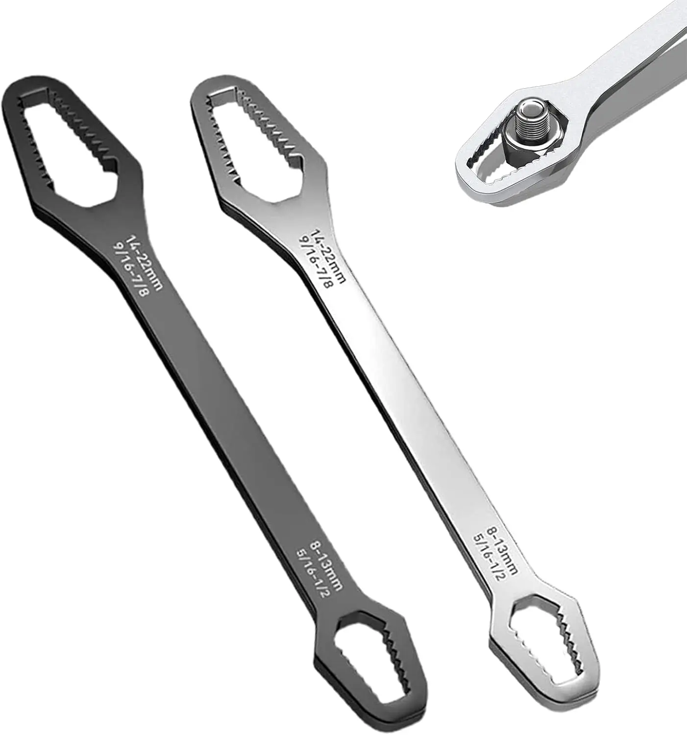 Torx Wrench Set, 2-Piece-Ended Self-Tightening Wrench (8-22mm), High-Hardness CR-V Metric Spanner for Light Automotive, Motorcycle & Maintenance