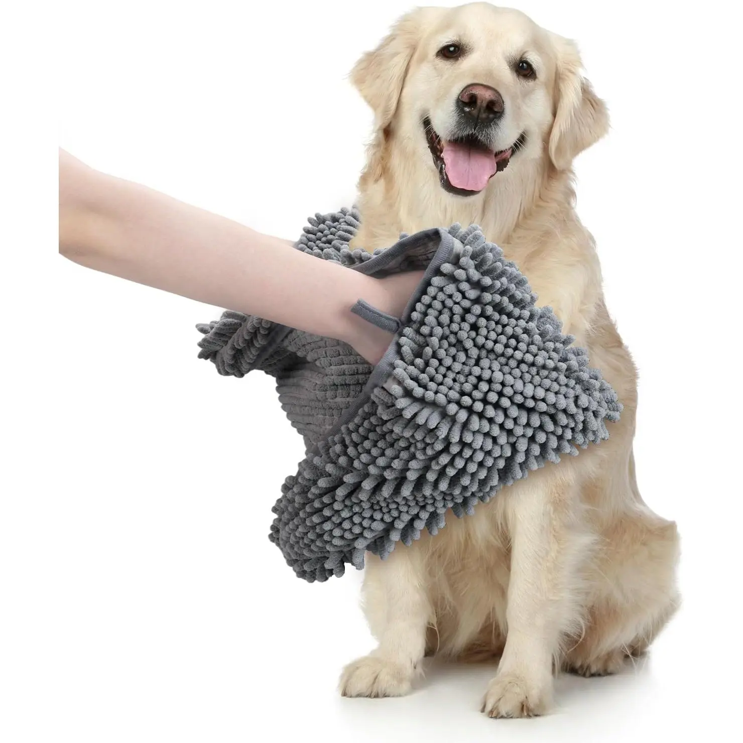 Microfiber Chenille  Towel 1 Pack, Super Absorbent & Quick Dry |  Bath Shammy Towel, 13.8 x 31.5 Inches, Wash  Towels for Small to Large Pets, Grey
