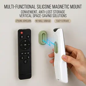 2/4 Pack Magnetic Remote Control Holder – Upgraded Silicone Magnetic Wall Mount for TV, Fan & Air Conditioner Remotes – Self-Adhesive, No-Drill Remote Control Holder Wall Mount-YY1