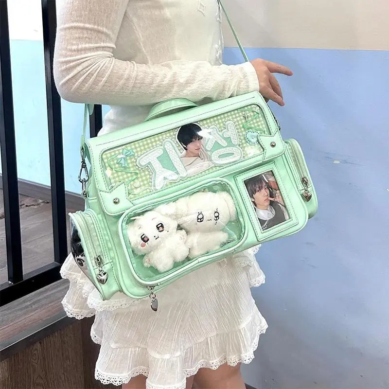 2026 new hot item  Y2K Cute Ita Bag Harajuku Girl Transparent Pocket Large Capacity Crossbody Bag Lolita DIY Badge Display Casual Shoulder Bags
