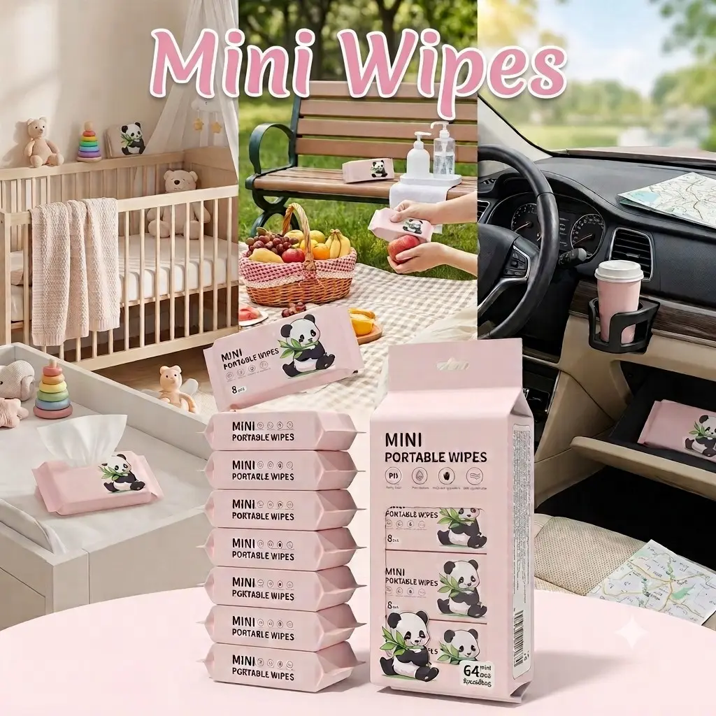 64pcs Mini Portable Unscented Wipes, Soft Mild Alcohol-Free Disposable Facial Cloths. Thin & Compact, Ultra-Soft & Durable. Hydrating Daily Cleaning Wipes for Travel, Hotel, Home, Pets & Car Use