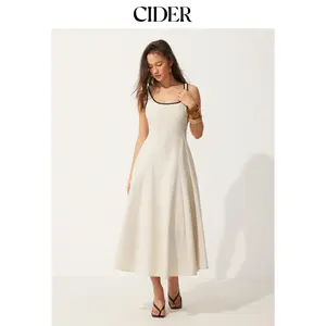 Cider Linen-blend Square Neck Pocket A-line Maxi Dress Dealsforyou