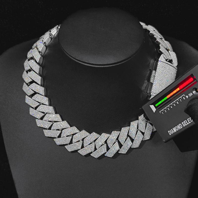 Pass Diamond Test GRA Moissanite 25mm Wide 6Rows Solid Silver Cuban link chain for Rapper Hip Hop VVS Iced Out Necklace. Pass Diamond Test GRA Moissanite 25mm Wide 6Rows Solid Silver Cuban link chain for Rapper Hip Hop VVS Iced Out Necklace.