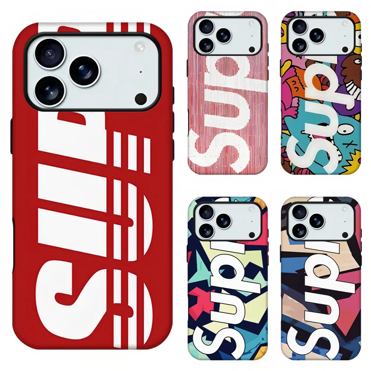 Sup Street Fashion Printed Phone Case,Slim Soft Shell With Letter Graffiti Pattern,Anti-Scratch Drop Resistant Camera Protection Cover,For Streetwear Fans,Suitable For Daily Use & Outdoor Travel,Compatible For iPhone 11-17 Pro Max,Samsung S21-S26,Gift