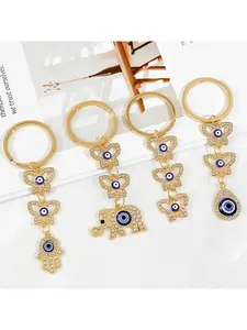 16pcs  Full Rhinestone Elephant Evil Eye Pendant, Wholesale Creative School Bag & Key Accessory