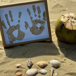 DIY Beach Handprint Decorative Photo Frame, Beach Sand Couple DIY Vacation Photography Props, Memories Ornaments, Unique Souvenir Gift Idea