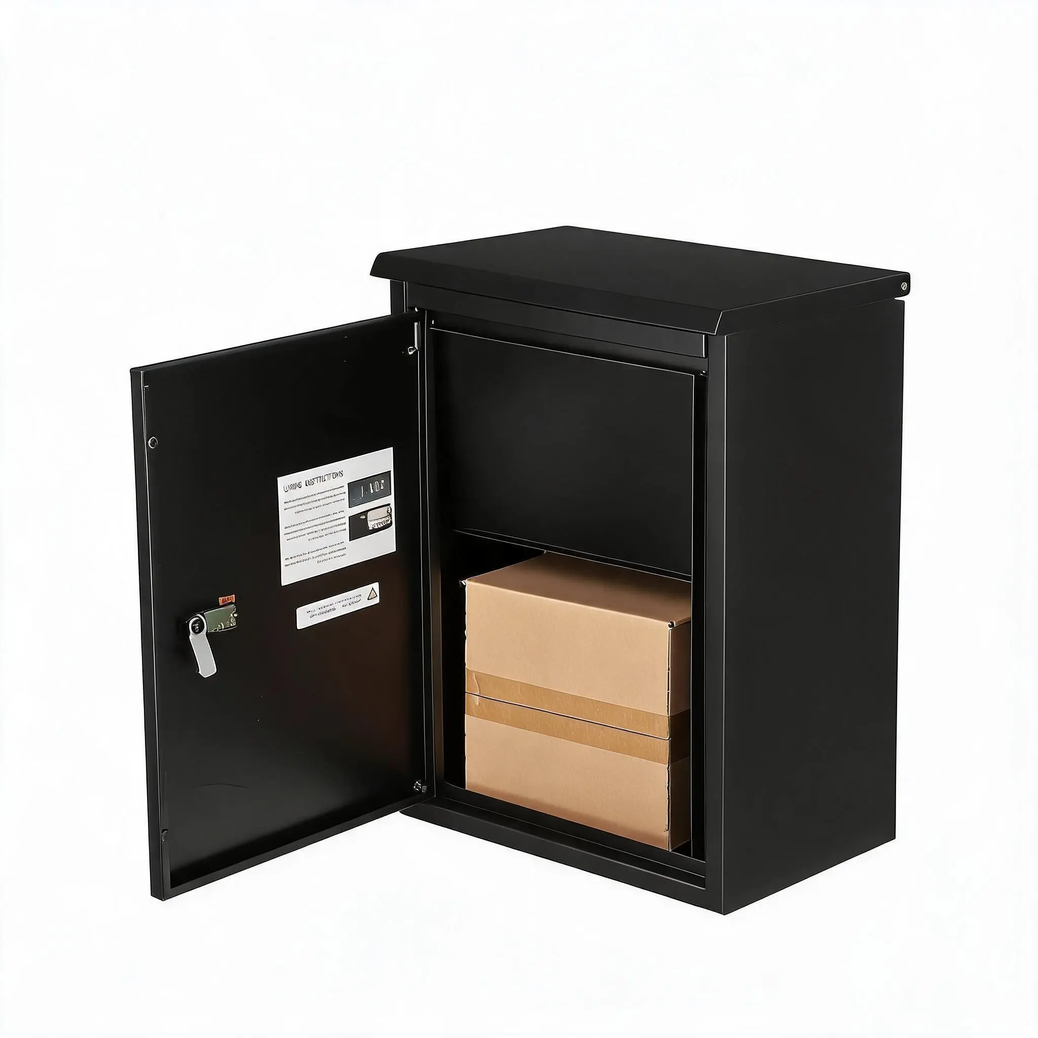 Secure Anti-Theft Parcel Drop Box Mailbox, Weatherproof Galvanized Steel Package Delivery Box for Outdoor Porch/Curbside - Combination Code Lock - Mounting Hardware Included - Color: Black/White