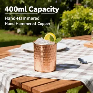 Handmade Hammered Copper Mug - Pure Copper Mug for Moscow Mule, Iced Coffee, Phoenix Tail Cocktails and Cold Drinks. Pure Copper Drinking Mug, Copper Glass and Coffee Mug - Perfect New Gift, Drinkware