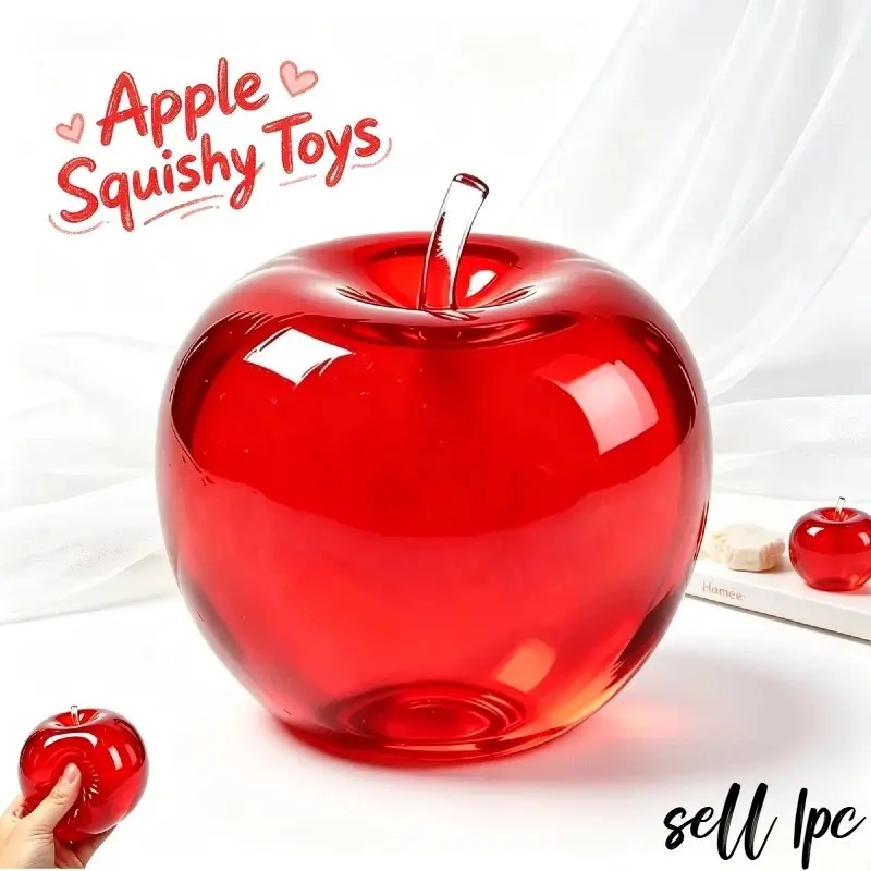Apple Squishy Toys - Red Apple Squishy Sensory Toy, Fruit Squishys, Maltose Soft Flexible Apple Squishy Toy for Anxiety Relief,Cute Novelty Stress Relief Fruit, Rebounding Squishies， Holiday Gifts, Party Favors, And Desktop Ornaments.