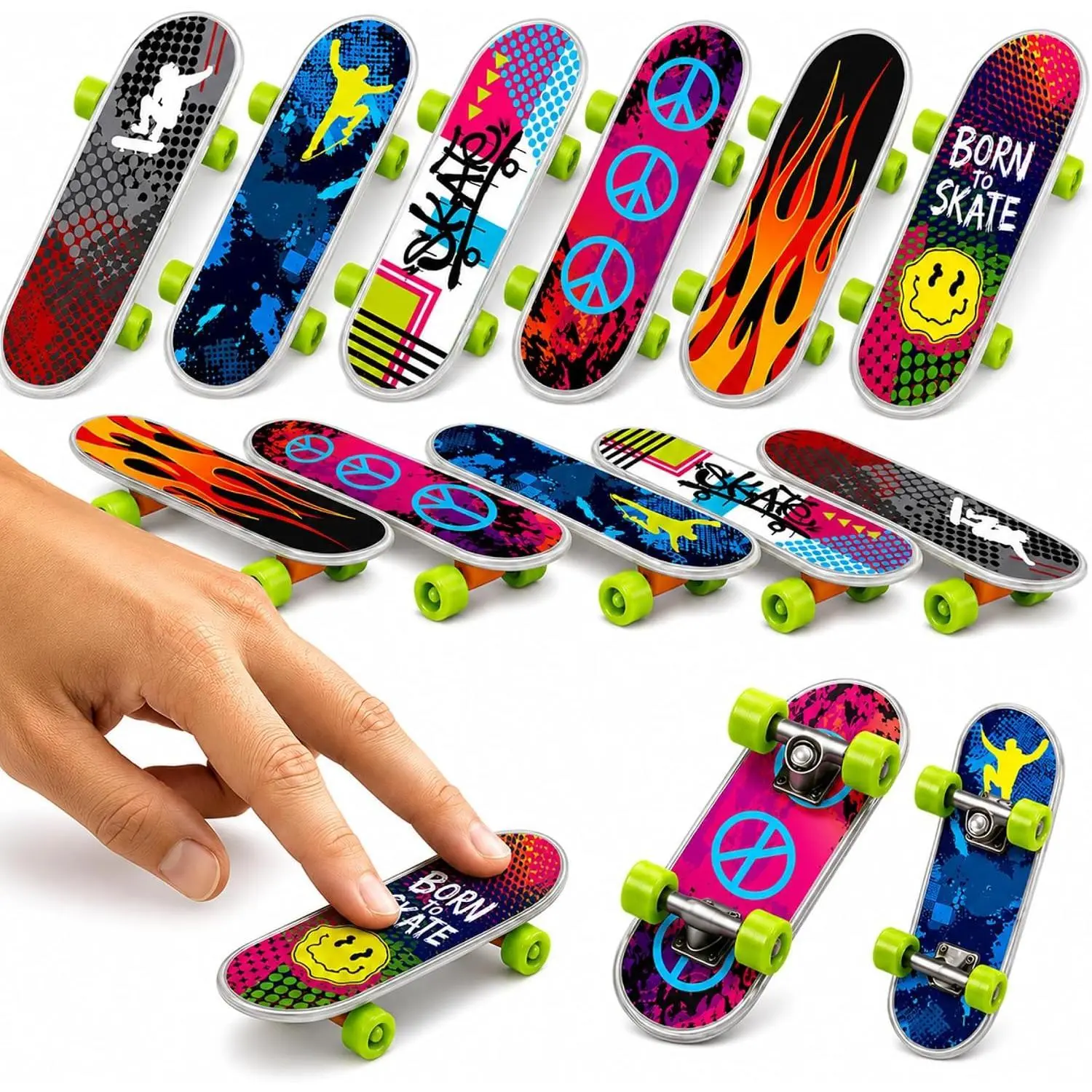 144 PCS Mini Finger Skateboards for Kids – 2 Inch Durable Fingerboard Toys in Assorted Designs – Skateboard Party Favor, Goodie Bag Fillers, Classroom Prizes, Toys 3+