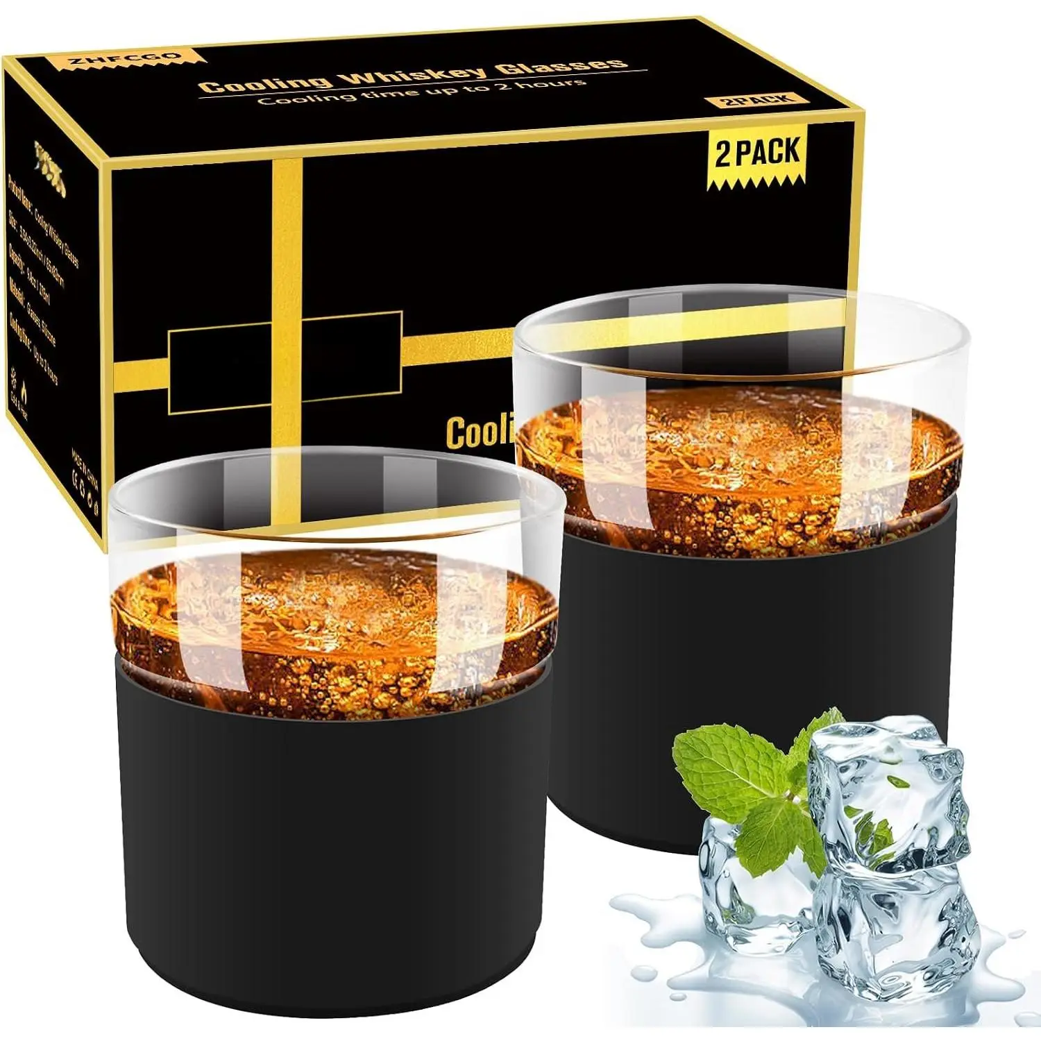 No Need Ice  Glasses set 2 count-with Frozen Gel Tumblers 9.4oz- Gifts for Men/Dad Gifts